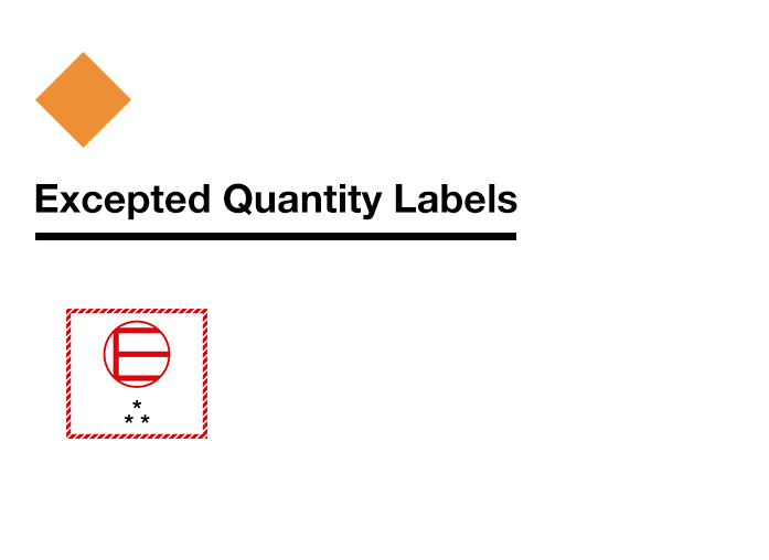 DOT hazardous materials warning labels. Labels permitted for excepted quantity HAZMAT: Excepted quantity