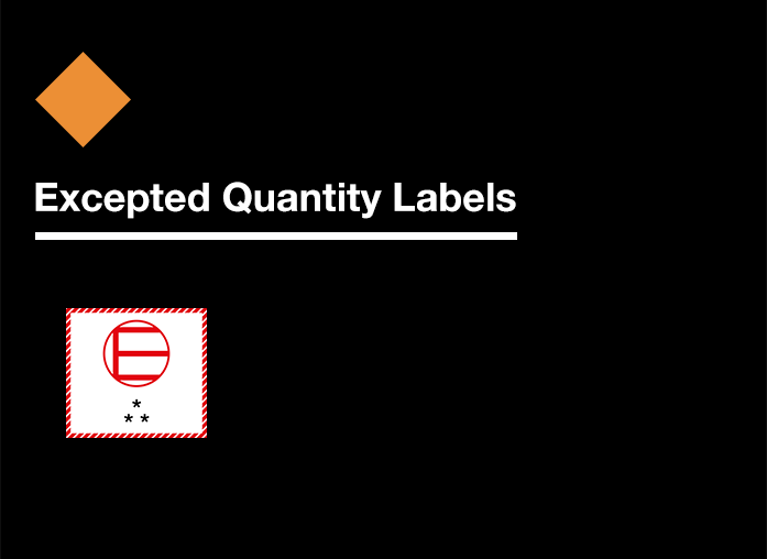 DOT hazardous materials warning labels. Labels permitted for excepted quantity HAZMAT: Excepted quantity