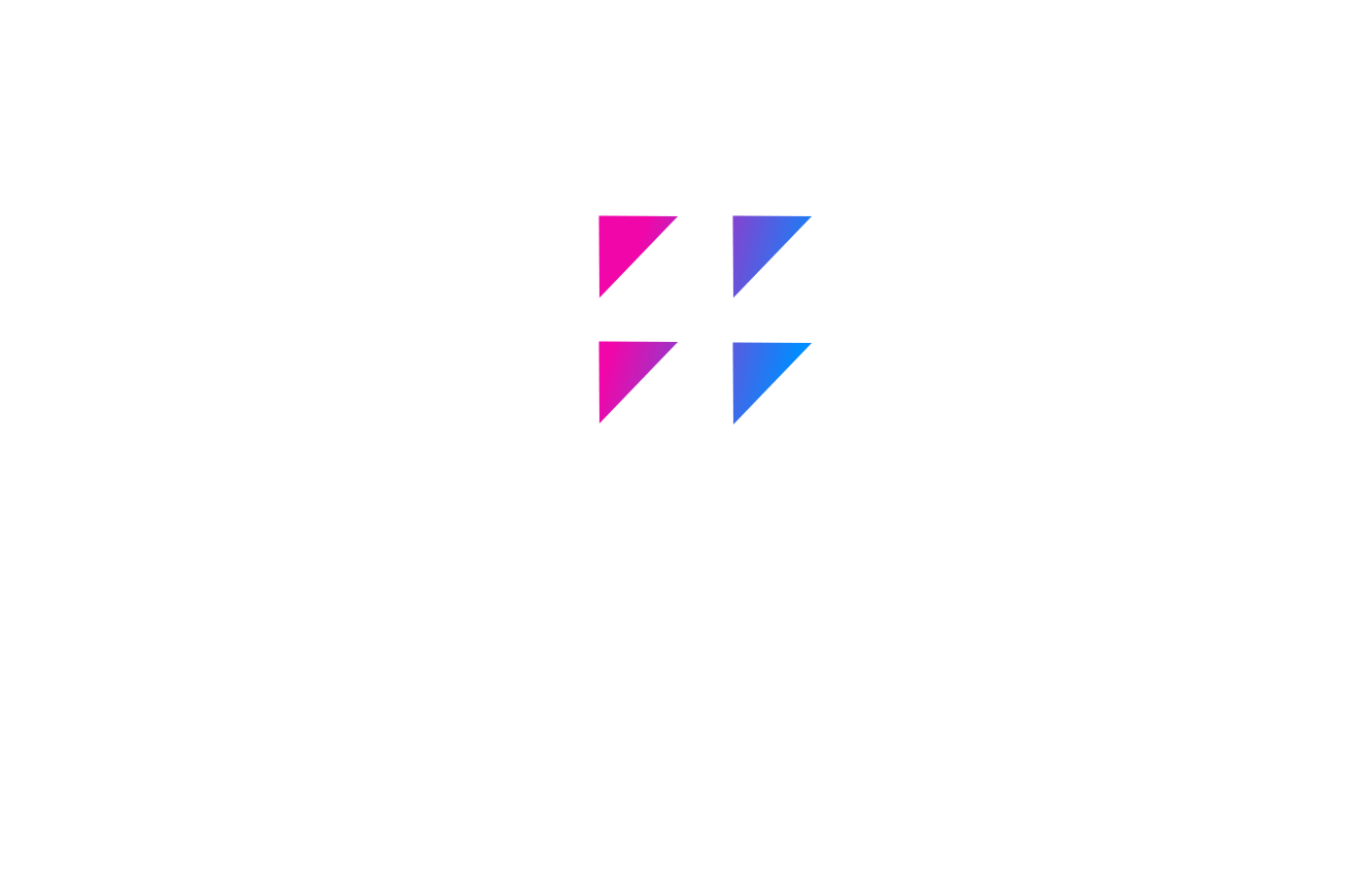 A two-by-two grid of right triangles with an animated blue-to-pink gradient fall into a white square that shifts right and fills with the same blue-to-pink gradient. Five parallel lines are drawn to the square from five labels: 'bill of lading', 'origin location and time', 'shipping progress and conditions', 'customs compliance', and 'receipt of delivery'.