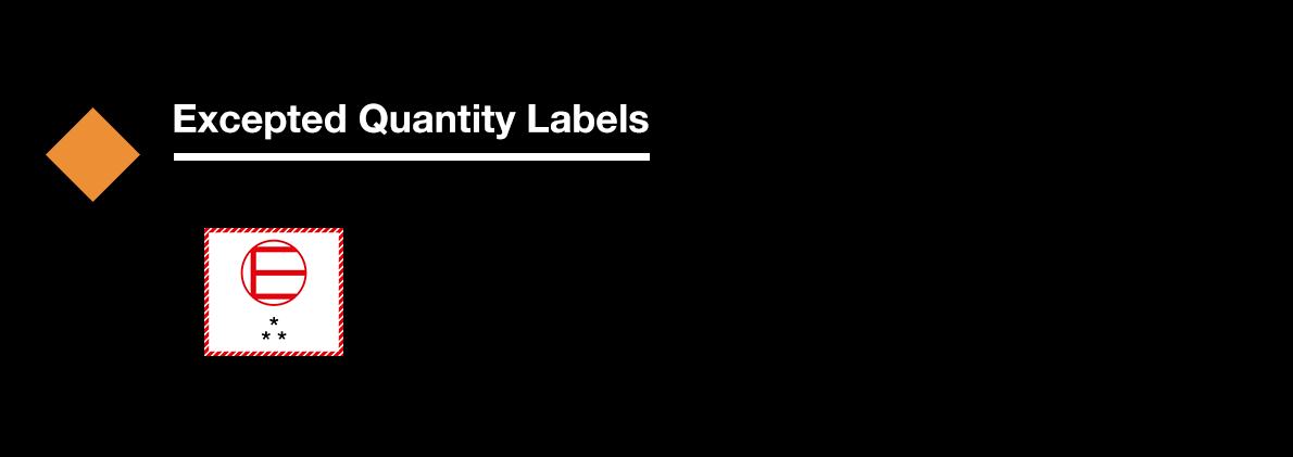 DOT hazardous materials warning labels. Labels permitted for excepted quantity HAZMAT: Excepted quantity