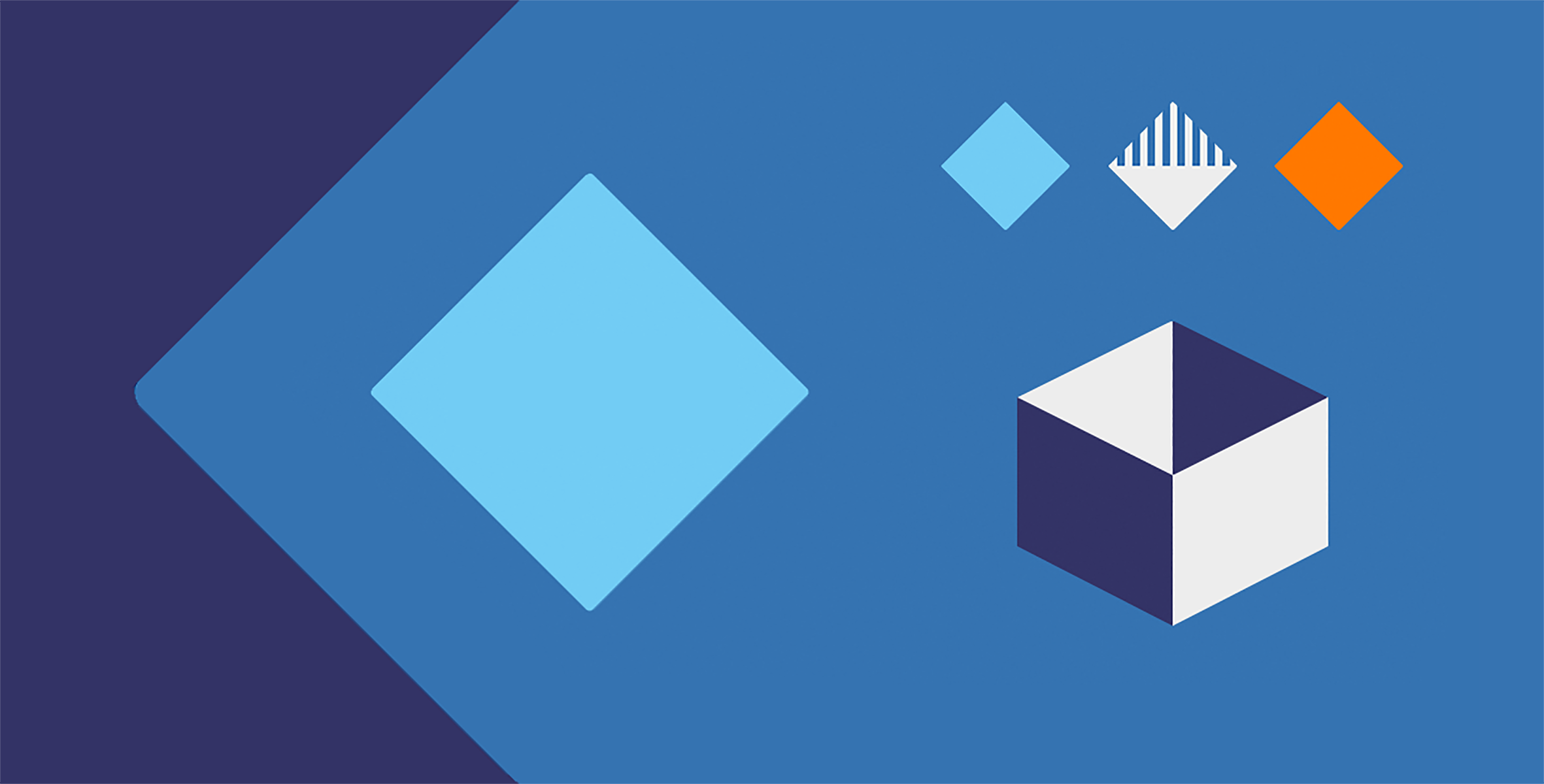 Abstract illustration showing shapes of different colors, representing packages and HAZMAT labels.