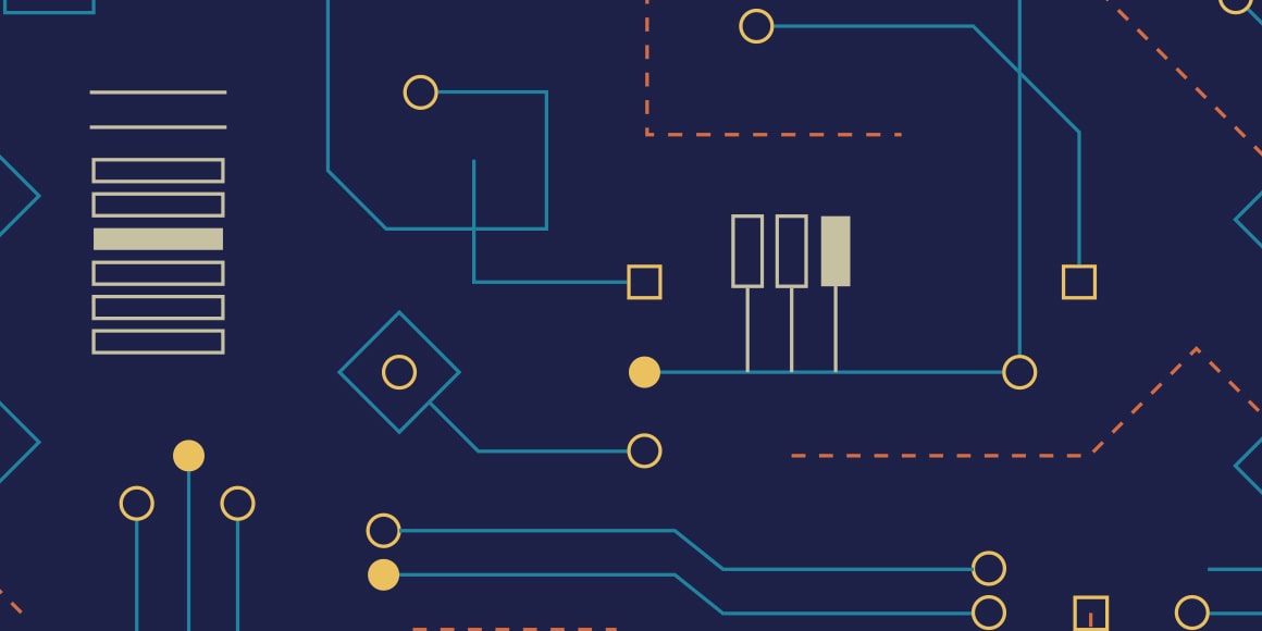 An illustration depicting the components on a microchip board.