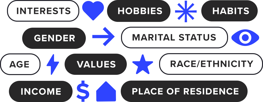 Customer demographics with icons.