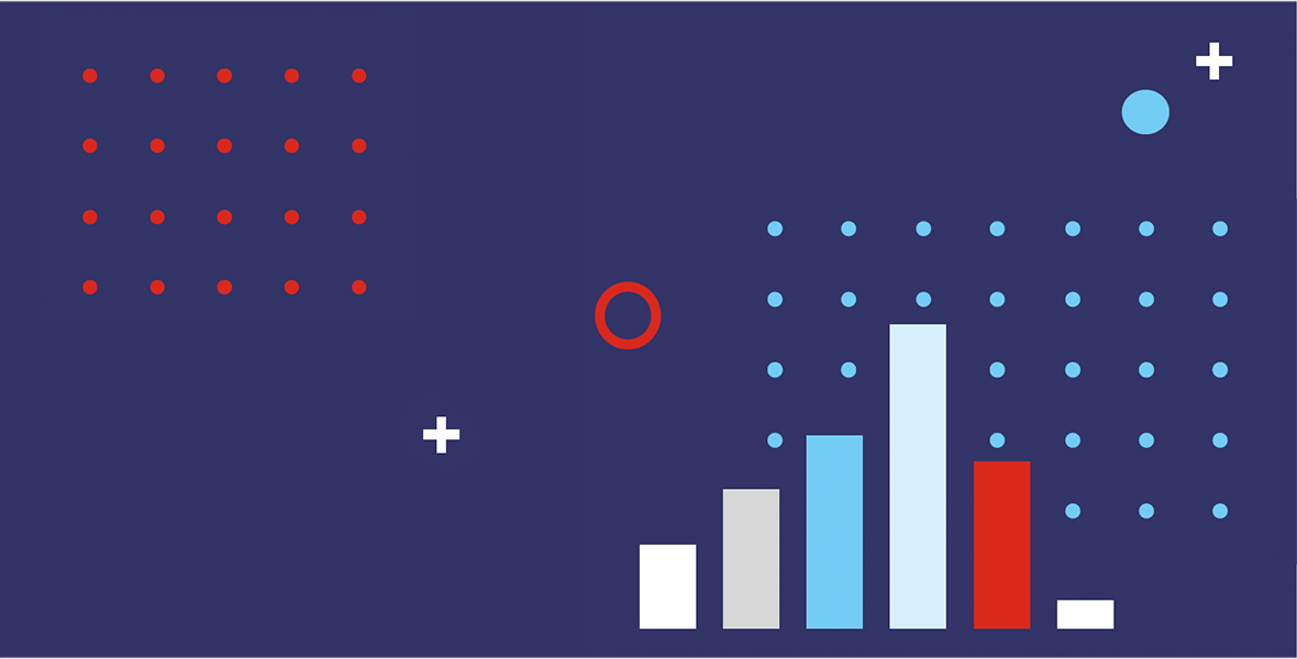 An illustration depicting a bar graph bell curve.