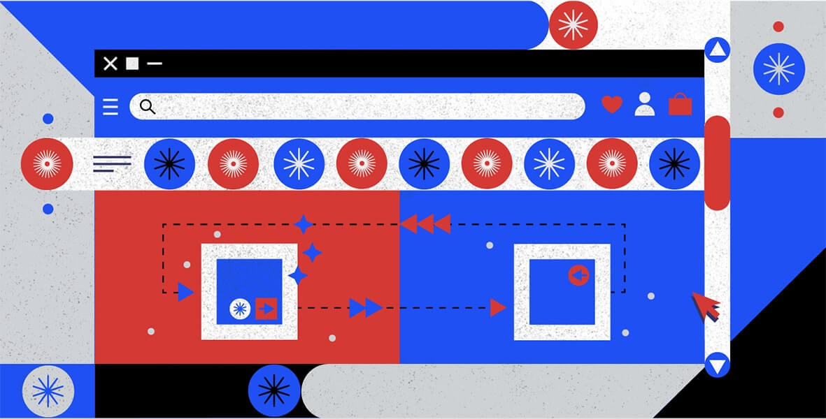 Abstract illustration of an e-commerce site with an efficient shipping and returns process.