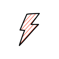 A lightning bolt with red and white stripes.
