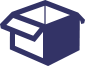A symbol showing an open blue box.