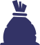 A symbol showing a blue bag with a tie string.