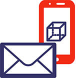 Icon depicting an envelope and a mobile phone with augmented reality enabled.