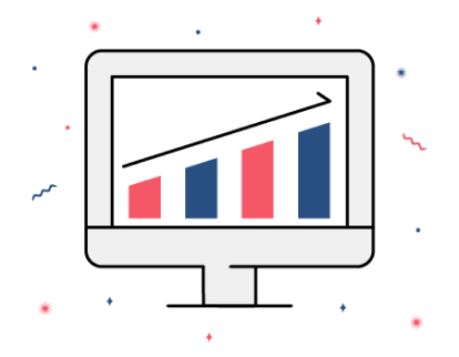 Illustration of a computer screen displaying a bar graph.